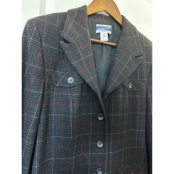 Vintage Pendleton Womens Blazer Size 16 Tartan Plaid 100% Wool USA Made Academia - Picture 2 of 14